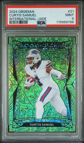 2024 PANINI OBSIDIAN INTERNATIONAL-JADE #21 CURTIS SAMUEL 3/6 PSA 9