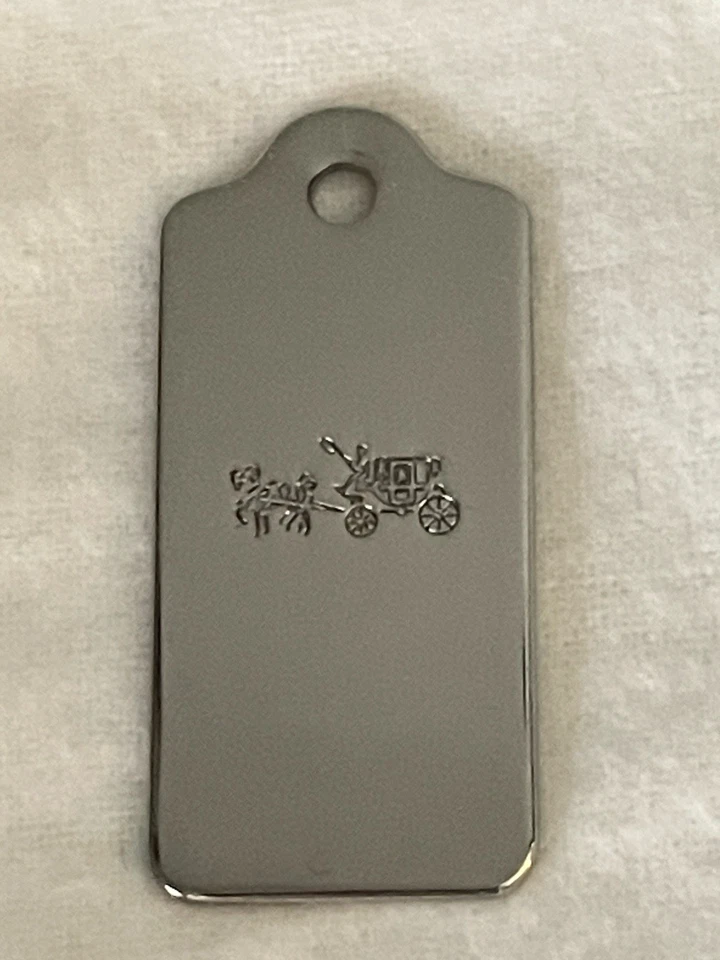 COACH Plata Grabado Carro de Caballos Logo Bolso Etiqueta Colgante Dije Foto 4 de 4