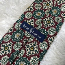 Ralph Lauren 100 Silk Italian Fabric All-Over Pattern Tie Excellent Used