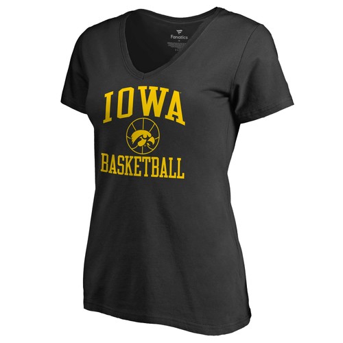Women's Black Iowa Hawkeyes In Bounds V-Neck T-Shirt - Picture 2 of 3