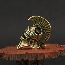 Vintage Spartan Helmet Brass Keychain Greek Warrior Pendant Bag Tag Charm