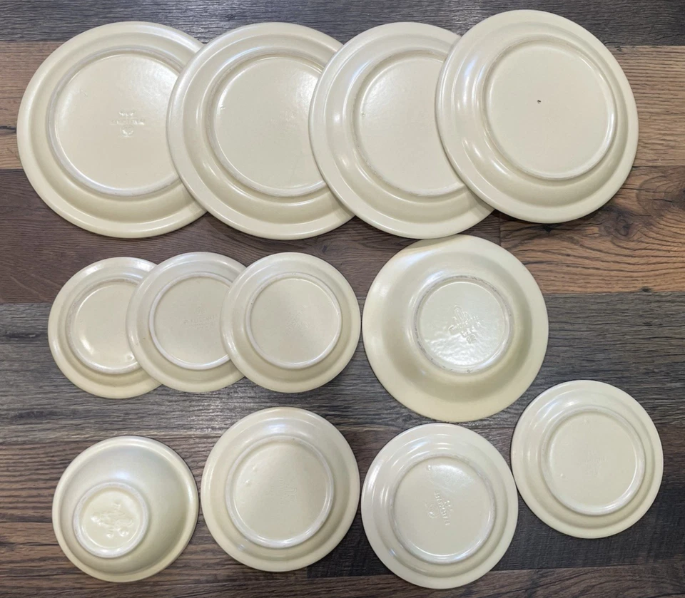 12件装普法尔茨格拉夫村庄4盘餐盘碗面包棕色BIEGE郁金香套装 — 第 2/4 张图片