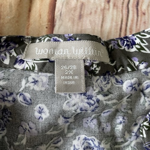 Woman Within Top 2x lila Bauernbluse Boho Hippie Blumen Cottagecore 26/28 - Bild 7 von 9