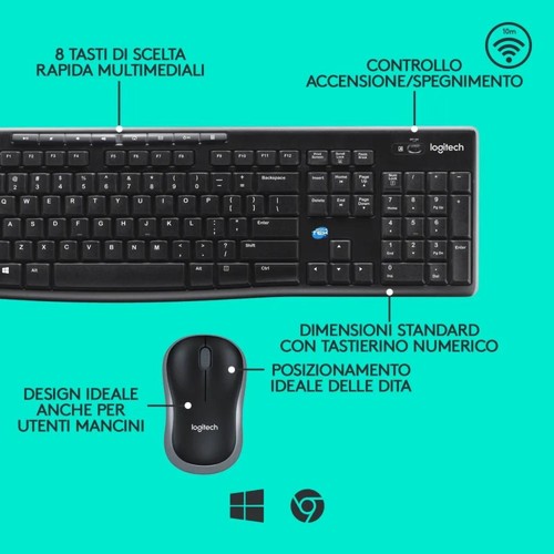 Logitech Mk270 Kit Mouse And Keyboard Wireless Wifi Qwerty Layout Italian Ita _ - Picture 2 of 10