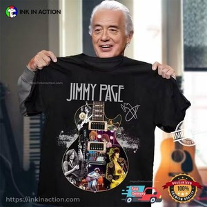 ギター FAMOUS GUITARS　Tシャツ メンズL　ジミーペイジ ギター FAMOUS GUITARS Tシャツ メンズL ジミーペイジ
