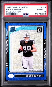 2024 Panini Donruss Optic Brock Bowers #215 Blue Glitter PSA 10 Rated Rookie