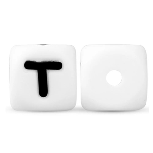Silicone Alphabet Letter Beads 12mm White Cube for DIY Jewelry Bracelet Making - Picture 21 of 28