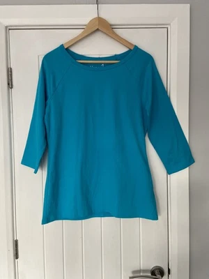 Hanes Womens Long Sleeve Top Blue Round Neck Cotton Spandex Size M - Image 1 of 4