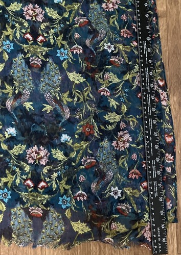 Talbots Scarf Silk Wool Cashmere Blend Peacocks Floral Wrap Fringe Elegant 24x68 - Picture 10 of 11