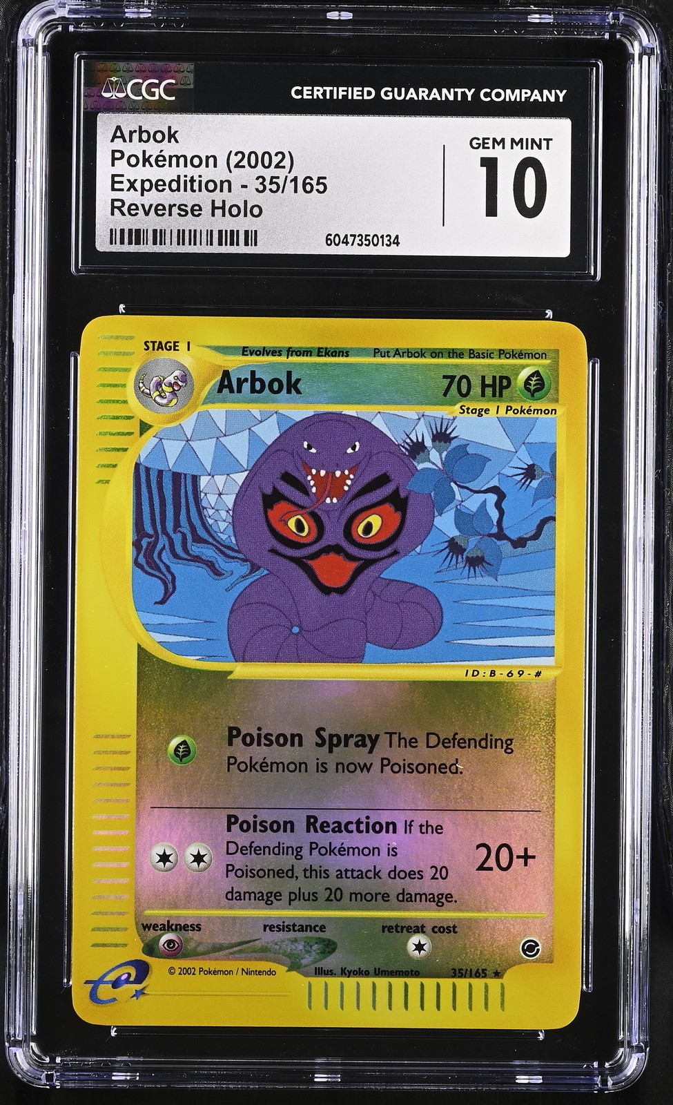 CGC 10 GEM MINT Arbok 2002 Expedition 35/165 Reverse Holo Pokemon Card psa