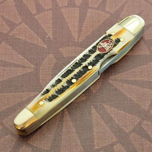 Steel Warrior Lockback Whittler Knife Bone Handles SS Blades Wharncliffe - Picture 3 of 8