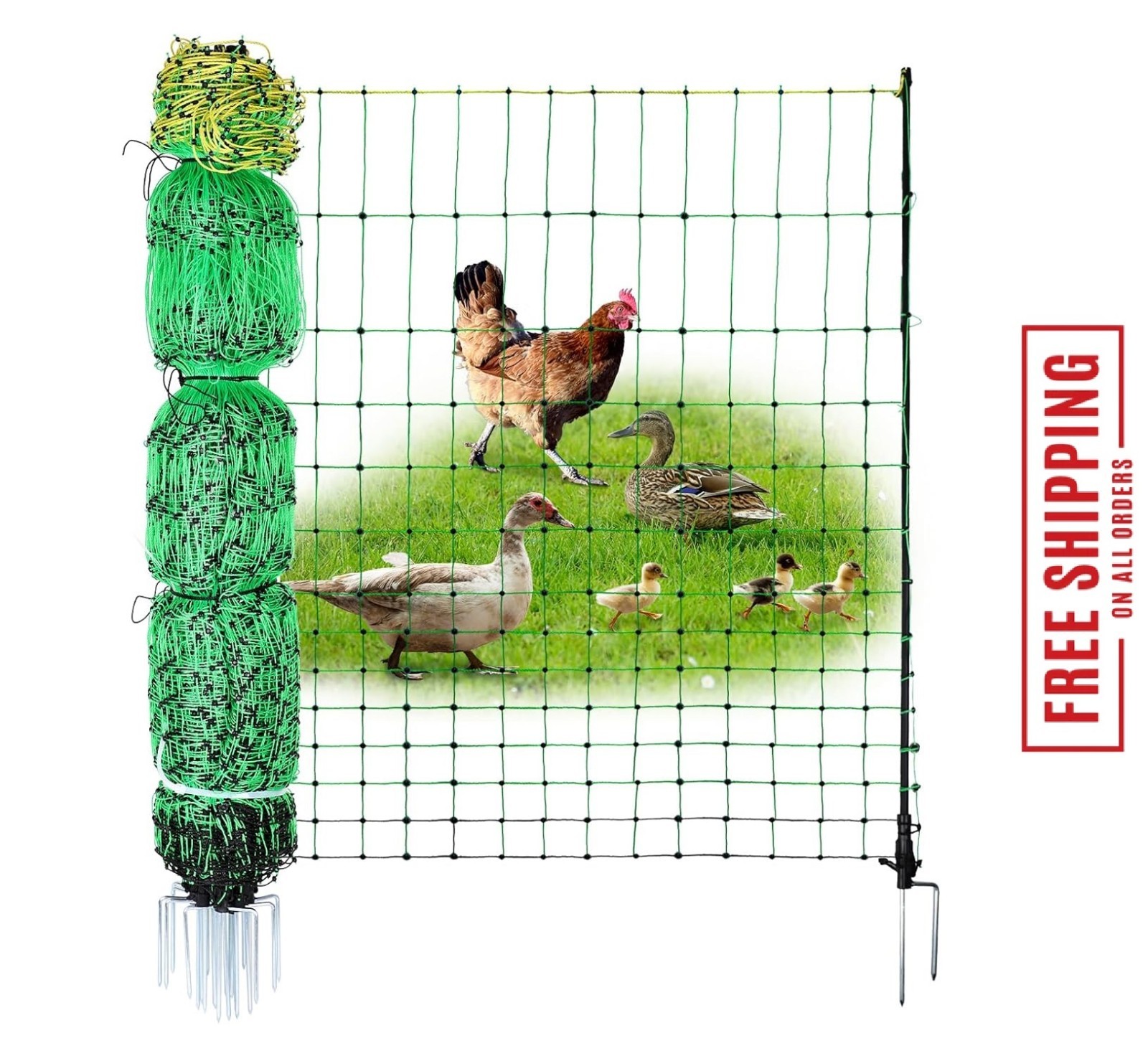 Electric Fence Chicken Netting Kit - Electric Poultry Netting, 48
