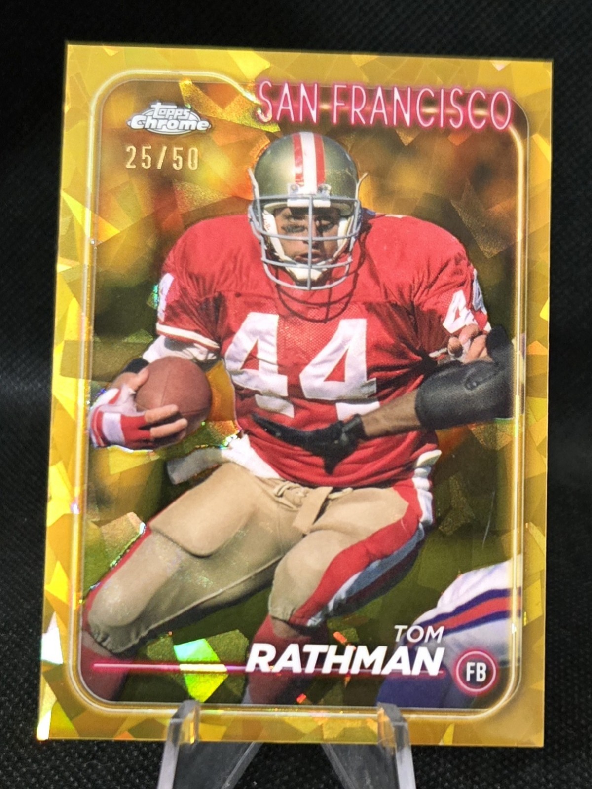 2024 Topps Chrome - Tom Rathman Yellow Sapphire SP /50 San Francisco 49ers 🔥🏈