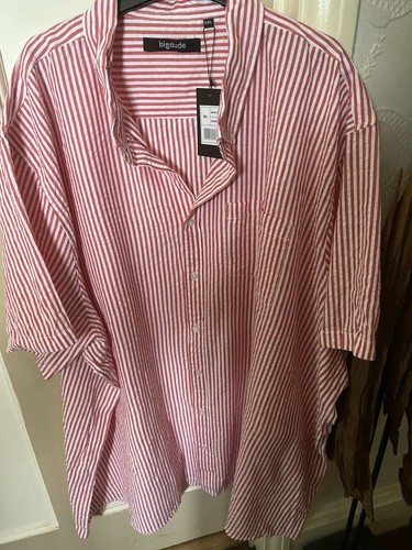 Big Dude Shirt 100% Baumwolle 5XL gestreift Pit2pit 34in Smart L39in Kurzarm - Bild 2 von 4