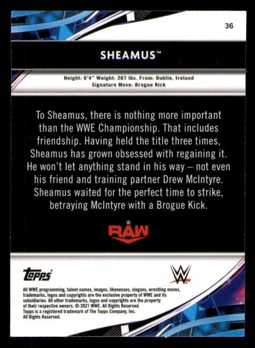 Sheamus 2021 Topps Finest WWE #36 X-Fractors - Picture 2 of 2
