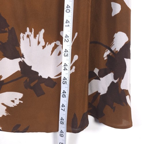 MaxMara Studio 100% SILK Floral Neck Tie Midi Dress Brown No Size Tag L / XL - Picture 8 of 15
