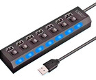7 Port LED USB 2.0 Adapter Hub Power On/ Off Switched Laptop Desktop FREE UK P&P