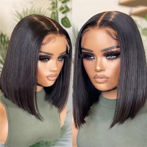 13X4Lace Wig Women  Raw hair/Vietnamese Hair, Human hair,  Bob Wig| color 1B  - Picture 1 of 5