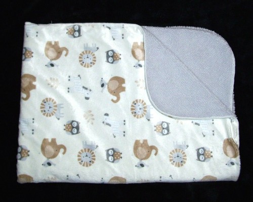 Just Born Lion Elephant Owl Zebra Cream Tan Gray Sherpa Baby Blanket Safari