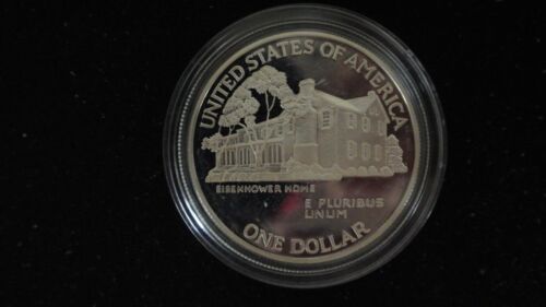 1990-P Proof Eisenhower Commemorative Silver Dollar $1 - Picture 3 of 4