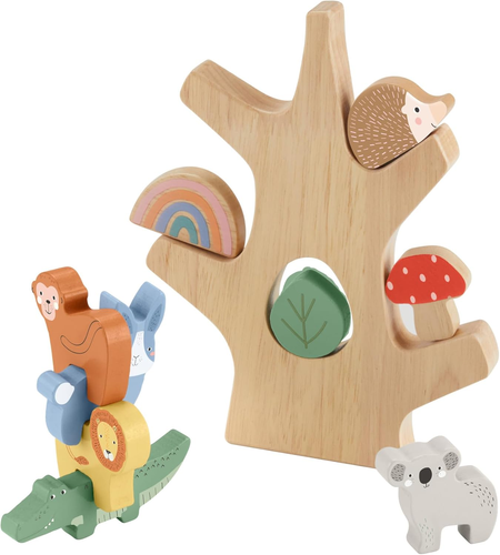 Stacking Toy Wooden Balance Tree, 10 Wood Pieces for Developmental Play for Pres - Picture 6 of 12