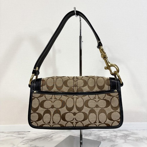 COACH Signature Legacy 65th Turnlock Shoulder Bag Handbag Brown Canvas Used Auth - Picture 3 of 9