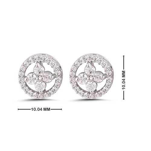 1.50 Ct Round Cut Simulated Diamond Floral Stud Earrings In 925 Sterling Silver - Picture 7 of 10