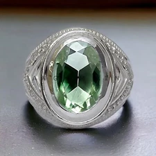 Peridot Gemstone With 925 Sterling Silver Groom Ring For Men's #AL996