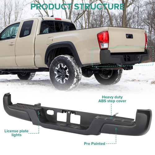 Step Bumper For 2016-2023 Toyota Tacoma Rear Black Steel - Picture 9 of 11