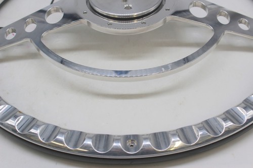 Volante Chevrolet 55 56 57 cromado 15" cuero negro - Imagen 6 de 7