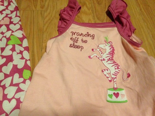 NEW Gymboree Prancing Off to Sleep Zebra Heart Pink Green Pajamas Gymmies XS 4 - Picture 3 of 3