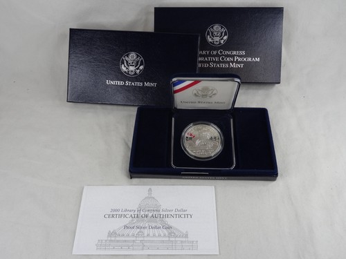2000-P Library of Congress Commemorative Proof Silver Dollar $1 US Mint COA OGP - Picture 1 of 5