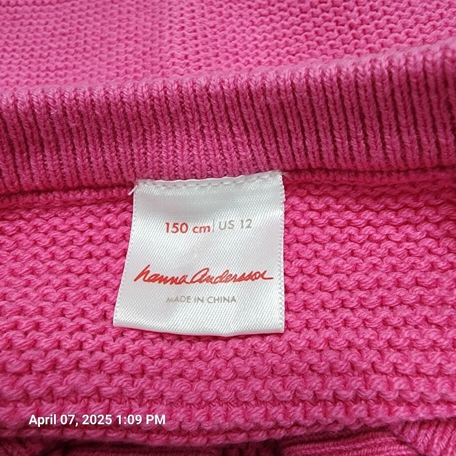 Cardigã suéter Hanna Andersson meninas EUA 12/150 rosa quente malha botão para cima - Imagem 4 de 4