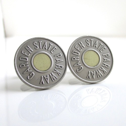 NJ Garden State Transit Token Cuff Links, Vintage Gold & Silver Repurposed Coins - Picture 2 of 4
