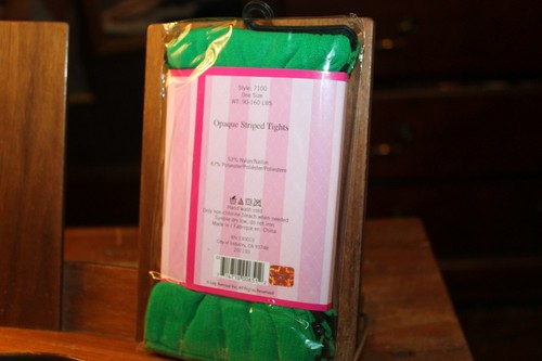 New Leg Avenue Opaque Striped Tights One Size 90-160lbs Green Black - Picture 2 of 2