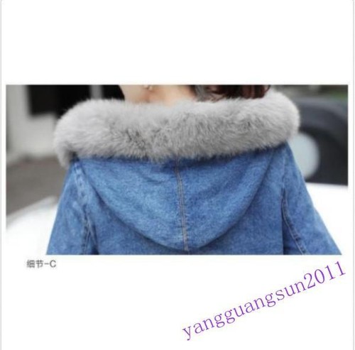 chic doublé pour d'hiver denim polaire femme Manteau en en 8OgpgTq