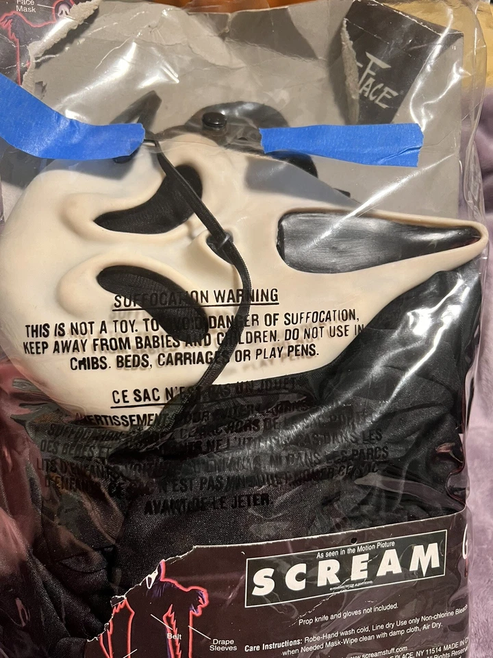 1997 Fun Works Ghost Face Mask Scream Movie Bata con Capucha Completa Nueva Talla 12 Foto 4 de 4