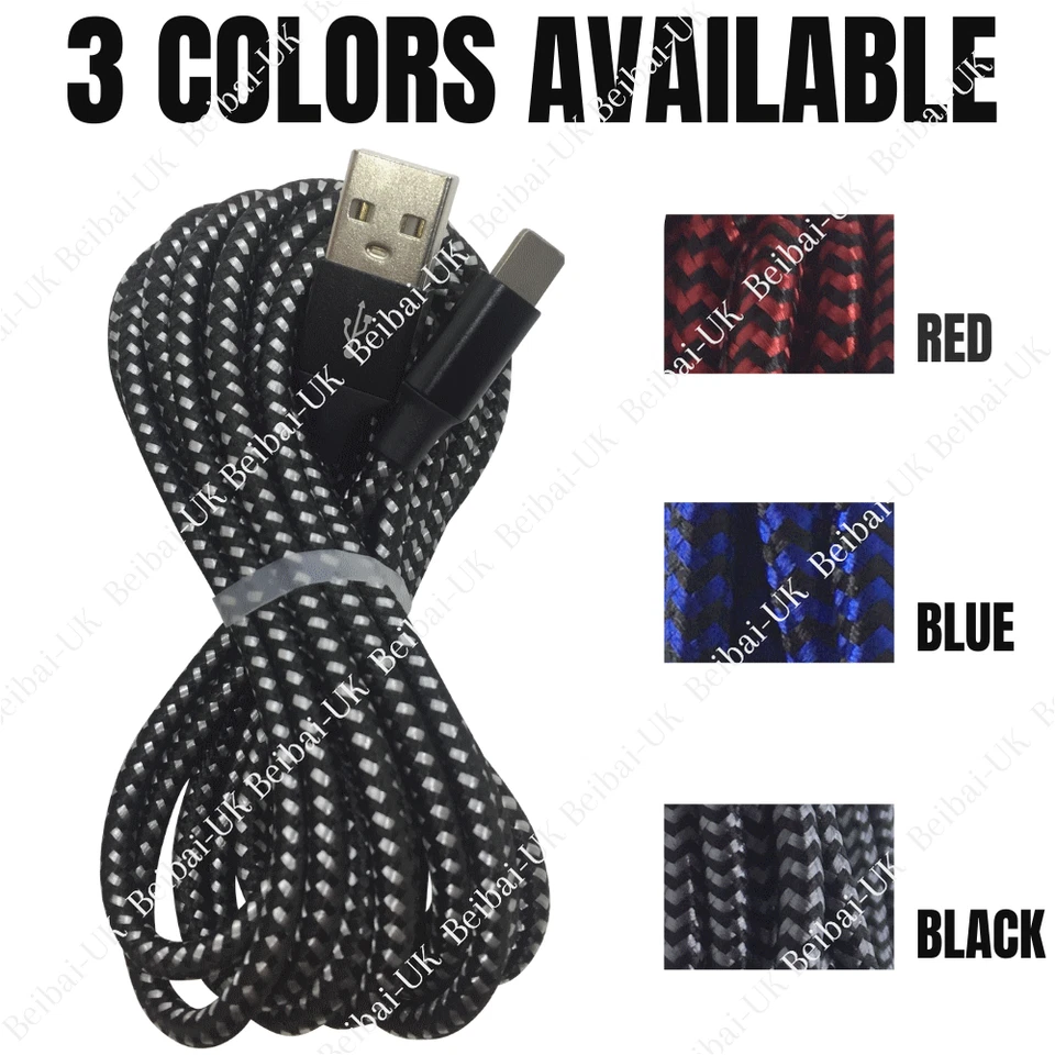 3Pack Heavy Duty 10Ft Fast Charging Cord For iPhone 12 11 Pro XR 8 Charger Cable - Image 2 of 4