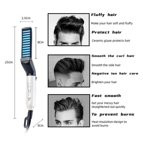Multifunctional Hair Comb Brush Beard Straightener Quick Hair Styler For Men US - Picture 2 of 7