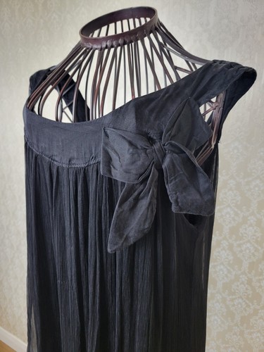 100% Silk Dress Black Strapless Goth Steampunk Party UK 8-10 - Picture 3 of 9