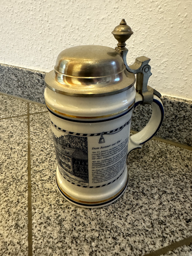 Bierkrug mit Zinndeckel - Gasthof Post Nesselwang Nr. 2