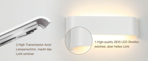 Lightess 12W LED Wandleuchte Innen Wandlampe Up Down Wandbeleuchtung Wand Lampe - Bild 21 von 24