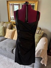 BOSTON PROPER Little Black Dress sleeveless scoop neck ruched Size 16