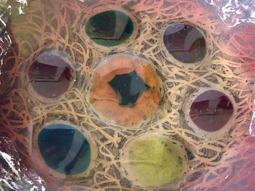 VINTAGE Dot Colors Abstract MID CENTURY MODERN Enamel On Copper Small Dish Plate - Picture 8 of 8