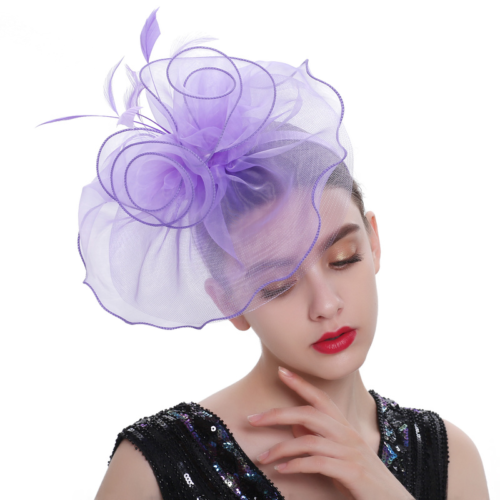 Mujeres Fascinador Diadema Sombrero Malla Pluma Boda Tea Fiesta Sombrero Clip para el Cabello Decoración - Imagen 13 de 17