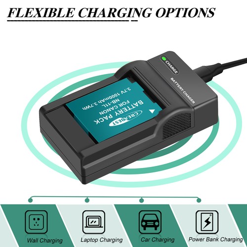 2Pcs NB11L NB-11L Battery&Charger For Canon Digital IXUS 180,185,190,SX430,SX420 - Picture 6 of 12