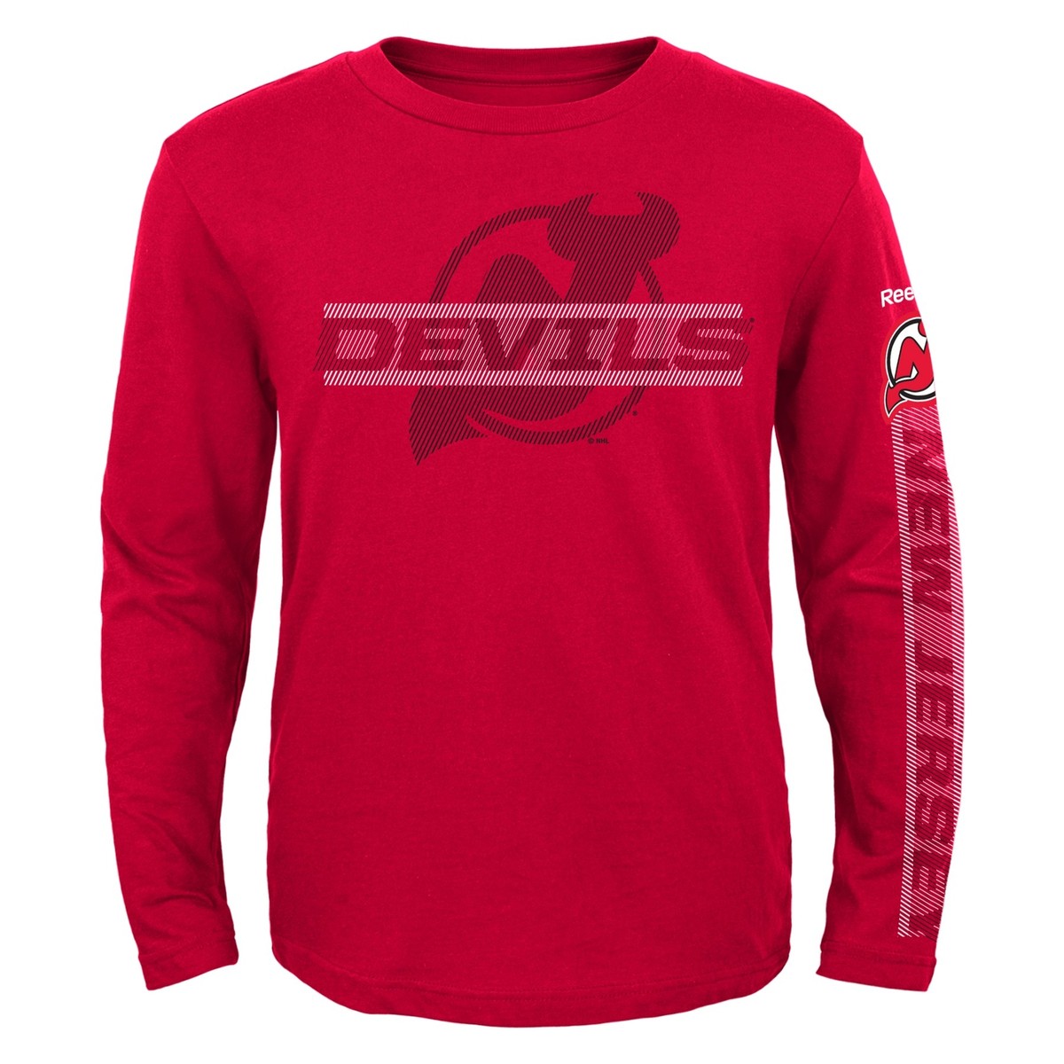 Reebok NHL Youth New Jersey Devils Line Up Long Sleeve Tee Shirt, Red