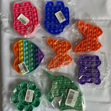 New Push Pop Bubble Assorted Shapes Lot Of 8 Silicone Push It Fidget Toy