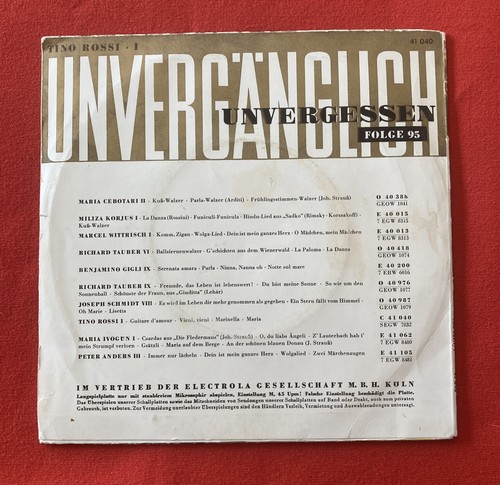 TINO ROSSI MEINE ERSTE ERFOLGE UNVERGESSEN C41040 VG+ VINYL 45T EP - Bild 4 von 4