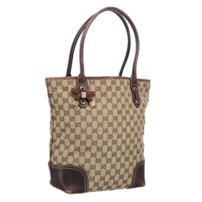 GUCCI GG Canvas Web Sherry Line Shoulder Bag Beige Gold